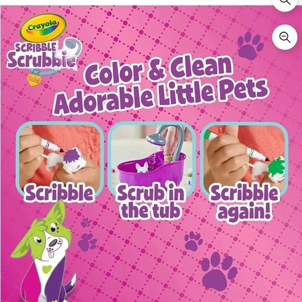 Crayola Scribble Scrubbie Pets Glam Tub, Color & Wash Toy Animal Set, Arts and C